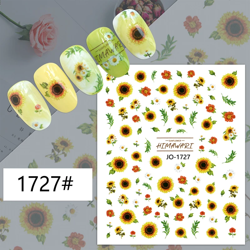Autocollants 3D pour Nail Art, motif papillon, tournesol, soleil, amour, géométrique, 10 pièces